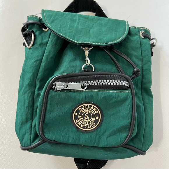 Outland Handbags - Vintage Outland Rugged Essentials Mini Green Nylon Backpack Purse